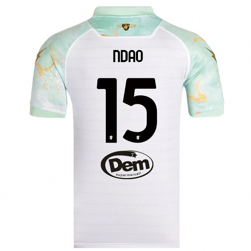 Danxen Mujer Camiseta Yankhoba Ndao #15 Blanco Negro 2ª Equipación 2025/26 La Camisa