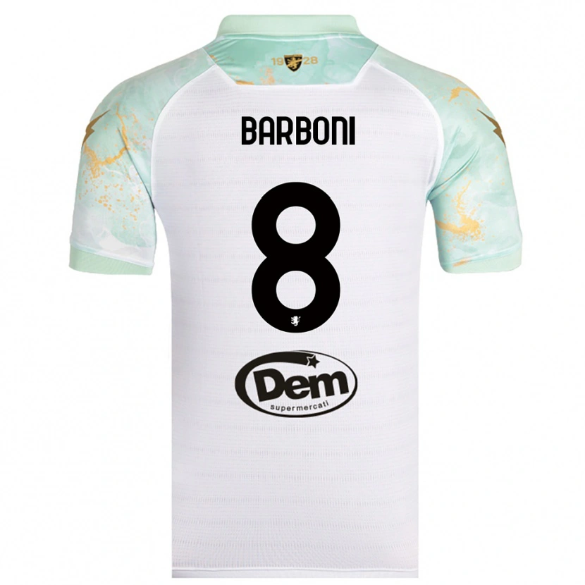 Danxen Mujer Camiseta David Barboni #8 Blanco Negro 2ª Equipación 2025/26 La Camisa