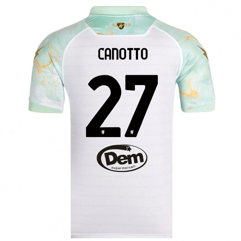 Danxen Mujer Camiseta Luigi Canotto #27 Blanco Negro 2ª Equipación 2025/26 La Camisa