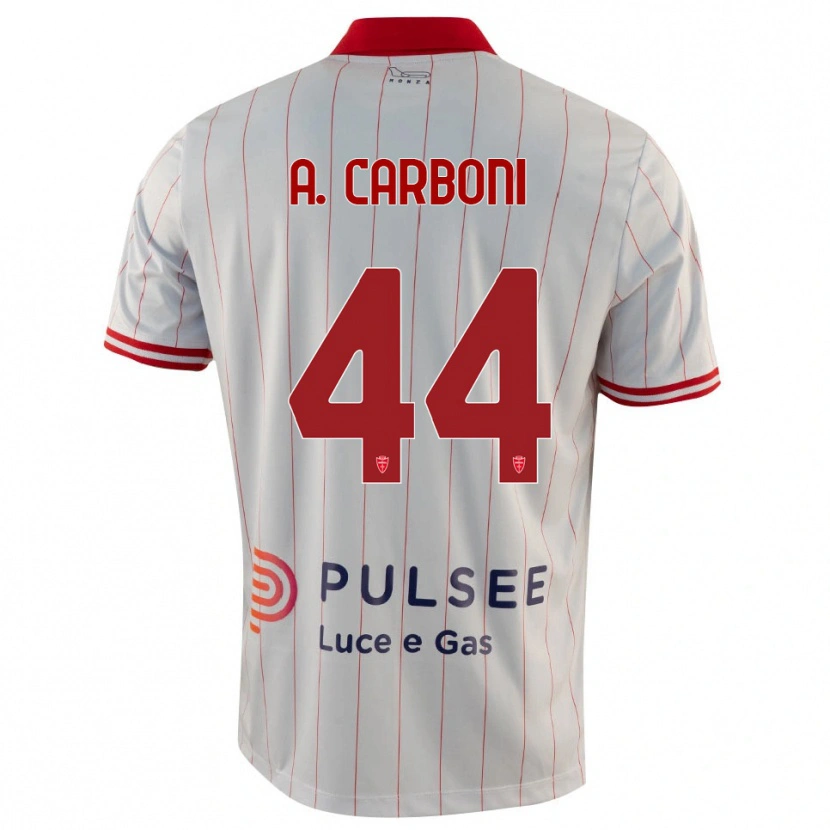 Danxen Mujer Camiseta Andrea Carboni #44 Blanco Rojo Azul 2ª Equipación 2025/26 La Camisa