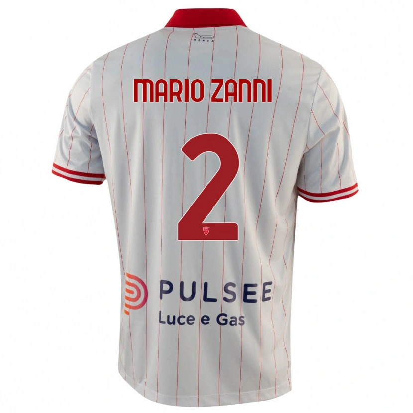 Danxen Mujer Camiseta Mario Zanni #2 Blanco Rojo Azul 2ª Equipación 2025/26 La Camisa