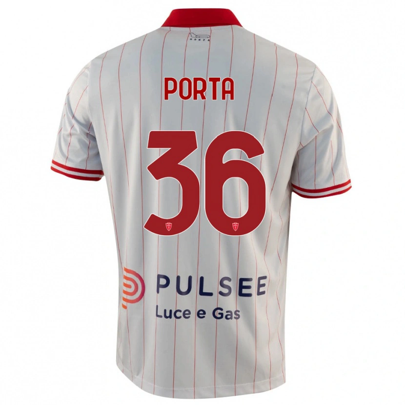 Danxen Mujer Camiseta Matteo Porta #36 Blanco Rojo Azul 2ª Equipación 2025/26 La Camisa