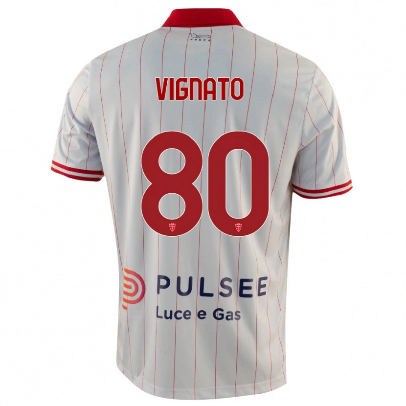 Danxen Mujer Camiseta Samuele Vignato #80 Blanco Rojo Azul 2ª Equipación 2025/26 La Camisa