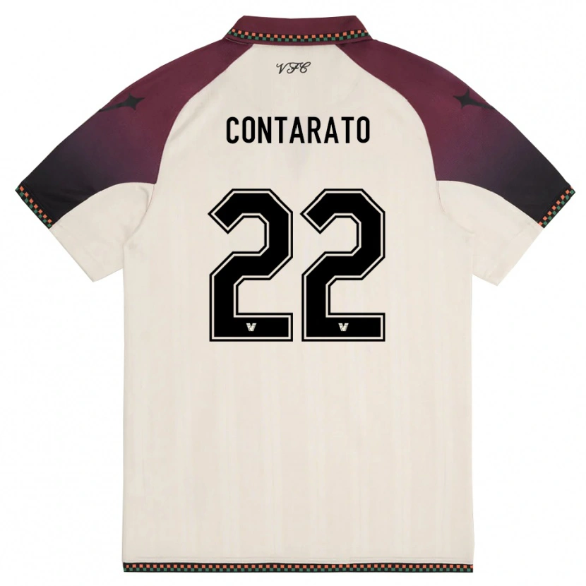 Danxen Mujer Camiseta Ettore Contarato #22 Crema Borgoña 2ª Equipación 2025/26 La Camisa