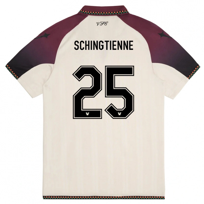 Danxen Mujer Camiseta Joël Schingtienne #25 Crema Borgoña 2ª Equipación 2025/26 La Camisa