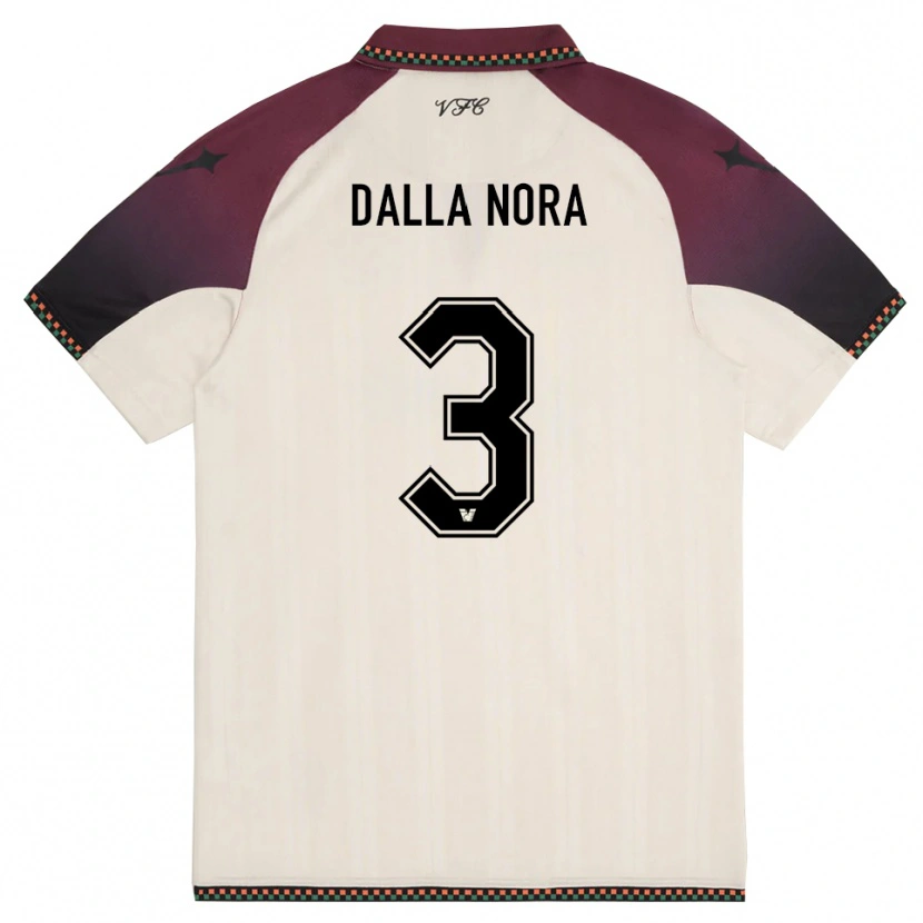 Danxen Mujer Camiseta Edoardo Dalla Nora #3 Crema Borgoña 2ª Equipación 2025/26 La Camisa