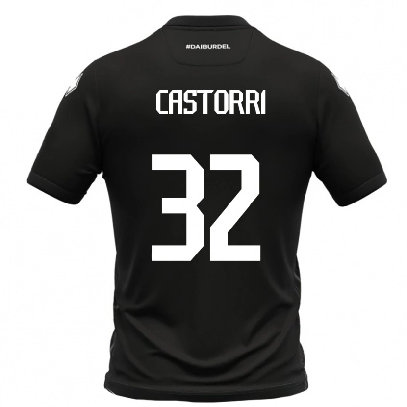Danxen Mujer Camiseta Gianmarco Castorri #32 Negro Blanco 2ª Equipación 2025/26 La Camisa