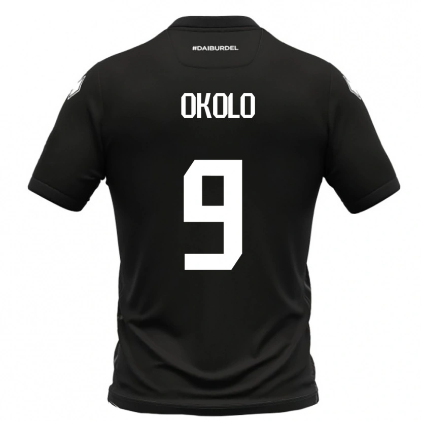 Danxen Mujer Camiseta Daniel Okolo #9 Negro Blanco 2ª Equipación 2025/26 La Camisa