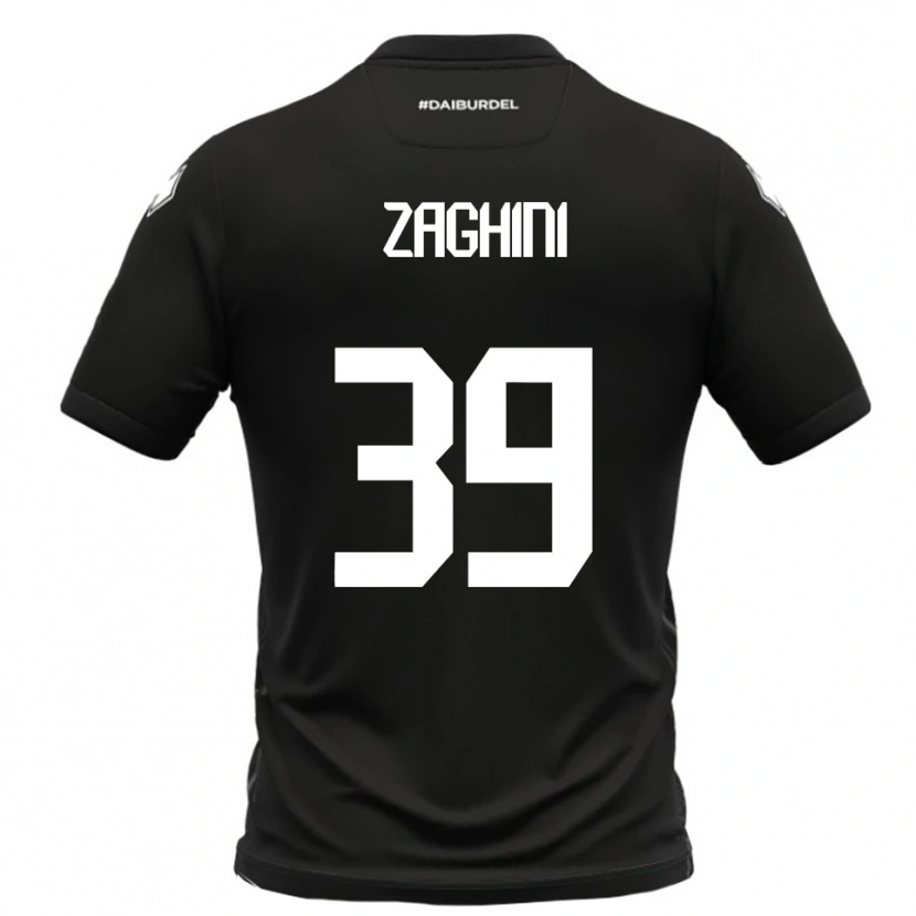 Danxen Mujer Camiseta Mattia Zaghini #39 Negro Blanco 2ª Equipación 2025/26 La Camisa