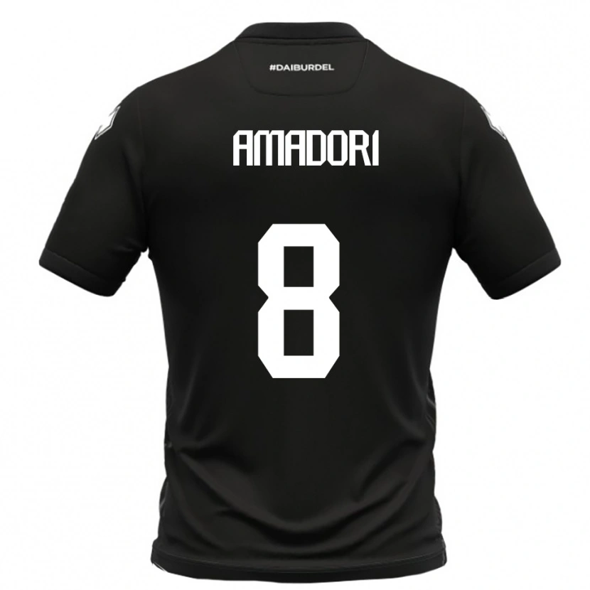 Danxen Mujer Camiseta Emilio Amadori #8 Negro Blanco 2ª Equipación 2025/26 La Camisa