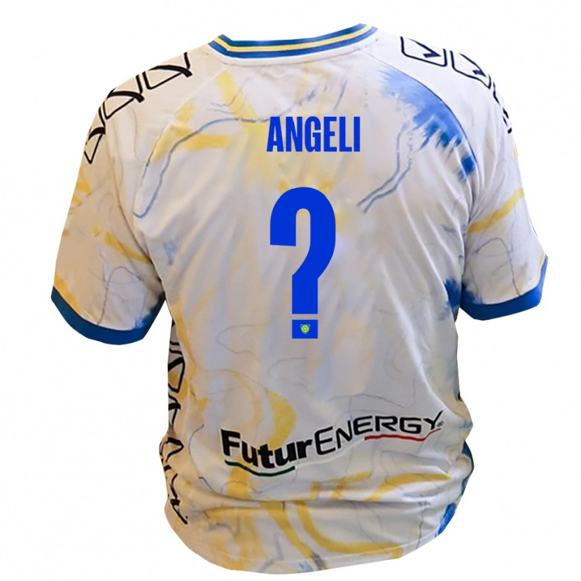 Danxen Mujer Camiseta Mattia Angeli #0 Blanco Amarillo Azul 2ª Equipación 2025/26 La Camisa