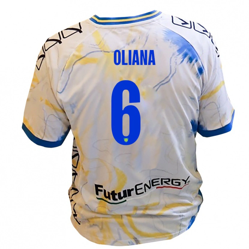 Danxen Mujer Camiseta Filippo Oliana #6 Blanco Amarillo Azul 2ª Equipación 2025/26 La Camisa