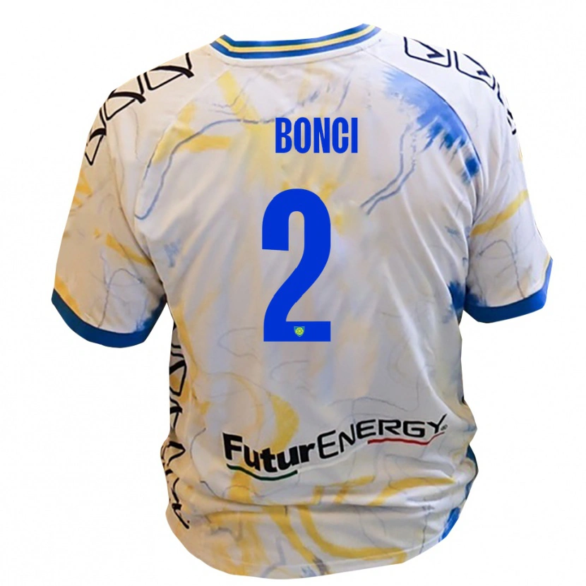 Danxen Mujer Camiseta Alberto Bonci #2 Blanco Amarillo Azul 2ª Equipación 2025/26 La Camisa