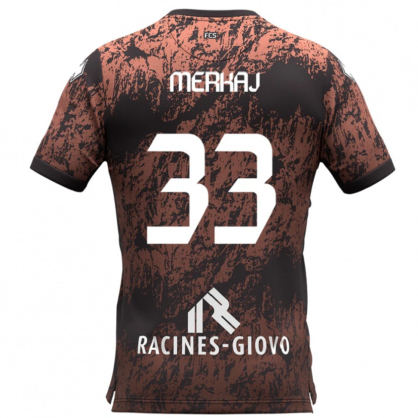 Danxen Mujer Camiseta Silvio Merkaj #33 Marrón Negro 2ª Equipación 2025/26 La Camisa