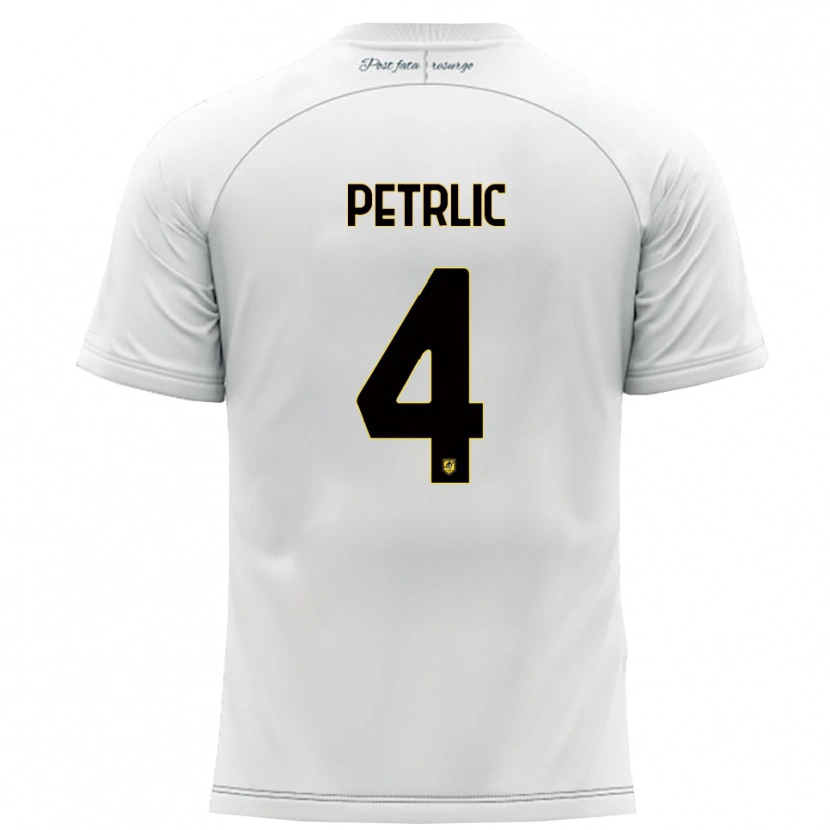 Danxen Mujer Camiseta Vincenzo Petrlic #4 Blanco Amarillo 2ª Equipación 2025/26 La Camisa