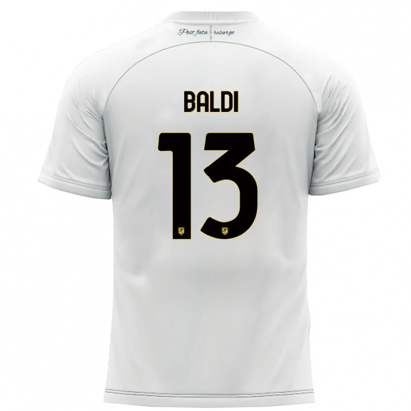 Danxen Mujer Camiseta Matteo Baldi #13 Blanco Amarillo 2ª Equipación 2025/26 La Camisa