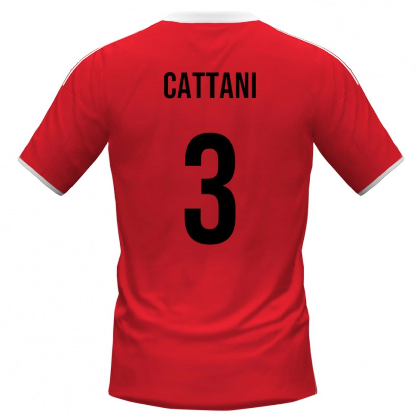 Danxen Mujer Camiseta Thomas Cattani #3 Rojo Blanco 2ª Equipación 2025/26 La Camisa