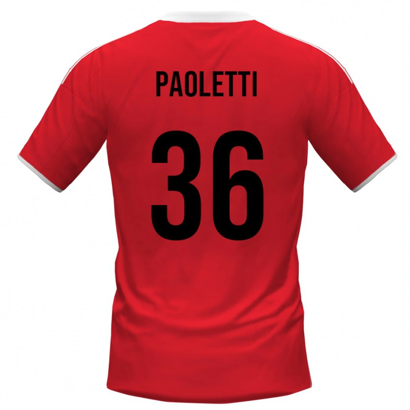 Danxen Mujer Camiseta Flavio Paoletti #36 Rojo Blanco 2ª Equipación 2025/26 La Camisa