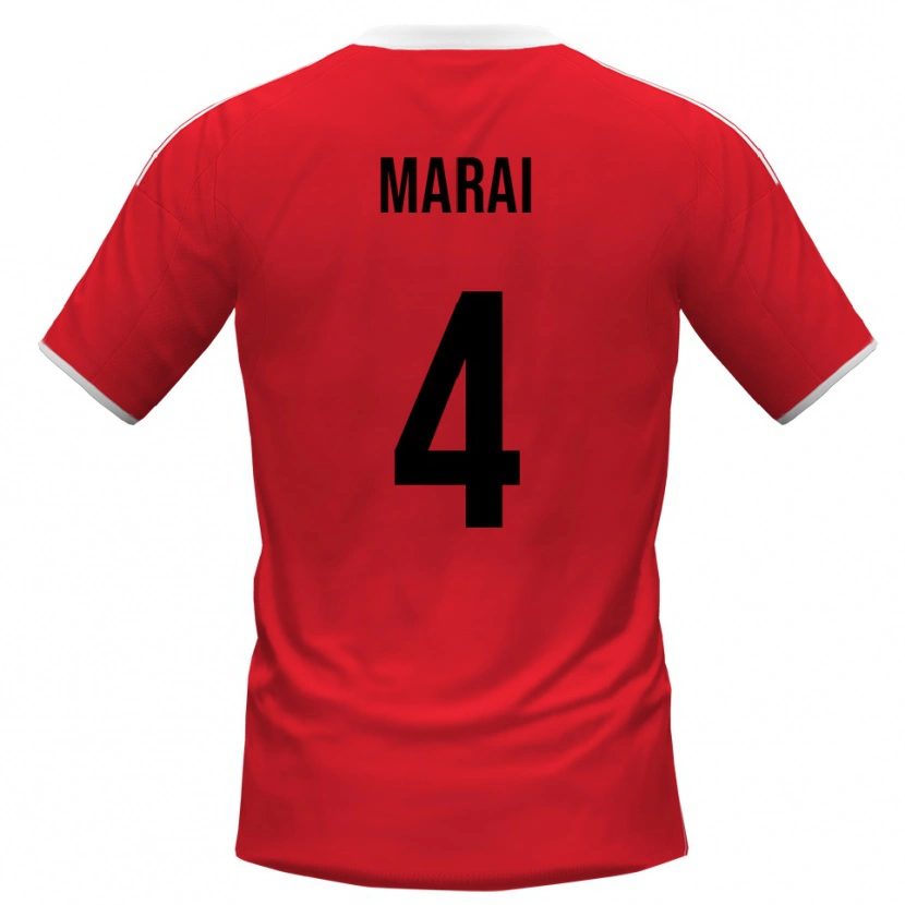 Danxen Mujer Camiseta Cristian Marai #4 Rojo Blanco 2ª Equipación 2025/26 La Camisa