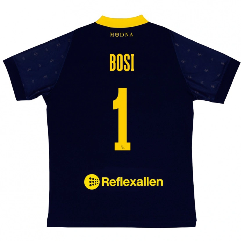 Danxen Mujer Camiseta Matteo Bosi #1 Marino Amarillo 2ª Equipación 2025/26 La Camisa