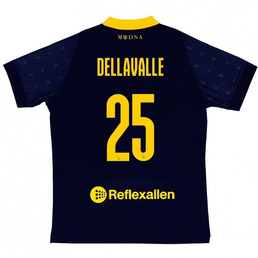 Danxen Mujer Camiseta Alessandro Dellavalle #25 Marino Amarillo 2ª Equipación 2025/26 La Camisa