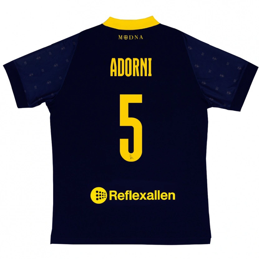 Danxen Mujer Camiseta Davide Adorni #5 Marino Amarillo 2ª Equipación 2025/26 La Camisa