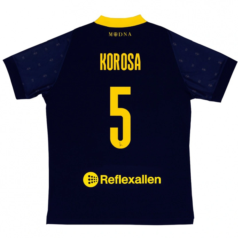 Danxen Mujer Camiseta Anej Koroša #5 Marino Amarillo 2ª Equipación 2025/26 La Camisa