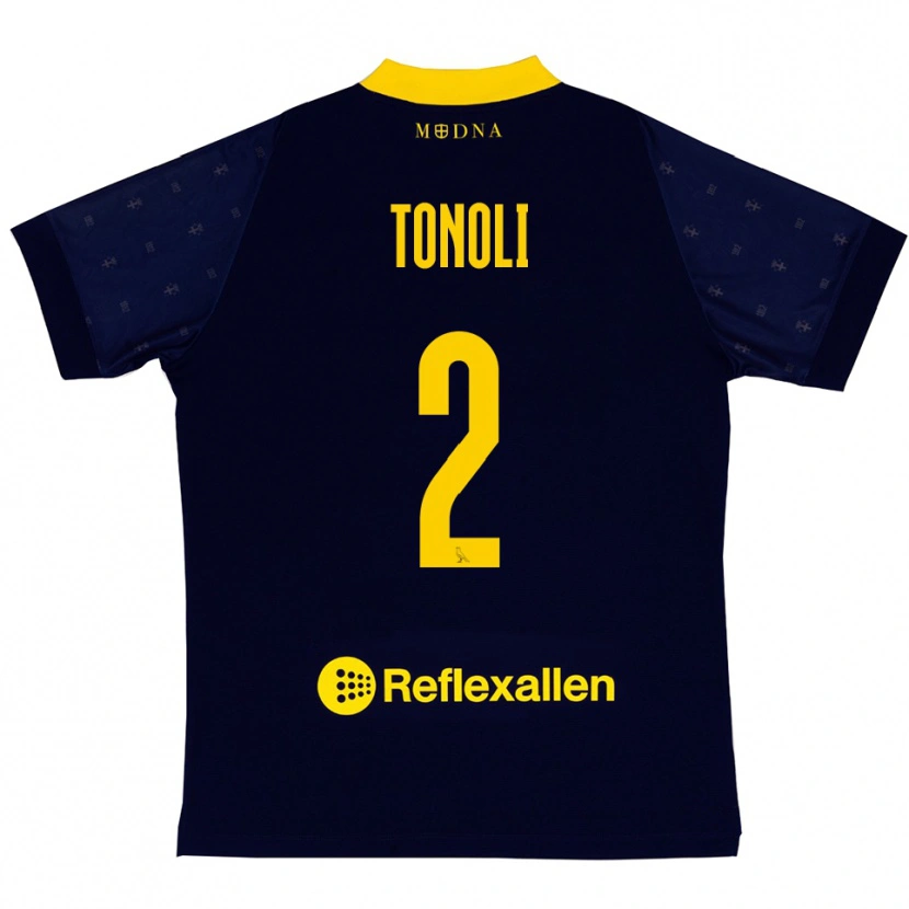 Danxen Mujer Camiseta Daniel Tonoli #2 Marino Amarillo 2ª Equipación 2025/26 La Camisa