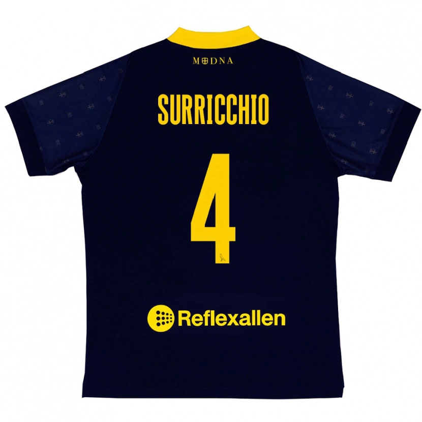 Danxen Mujer Camiseta Jacopo Surricchio #4 Marino Amarillo 2ª Equipación 2025/26 La Camisa