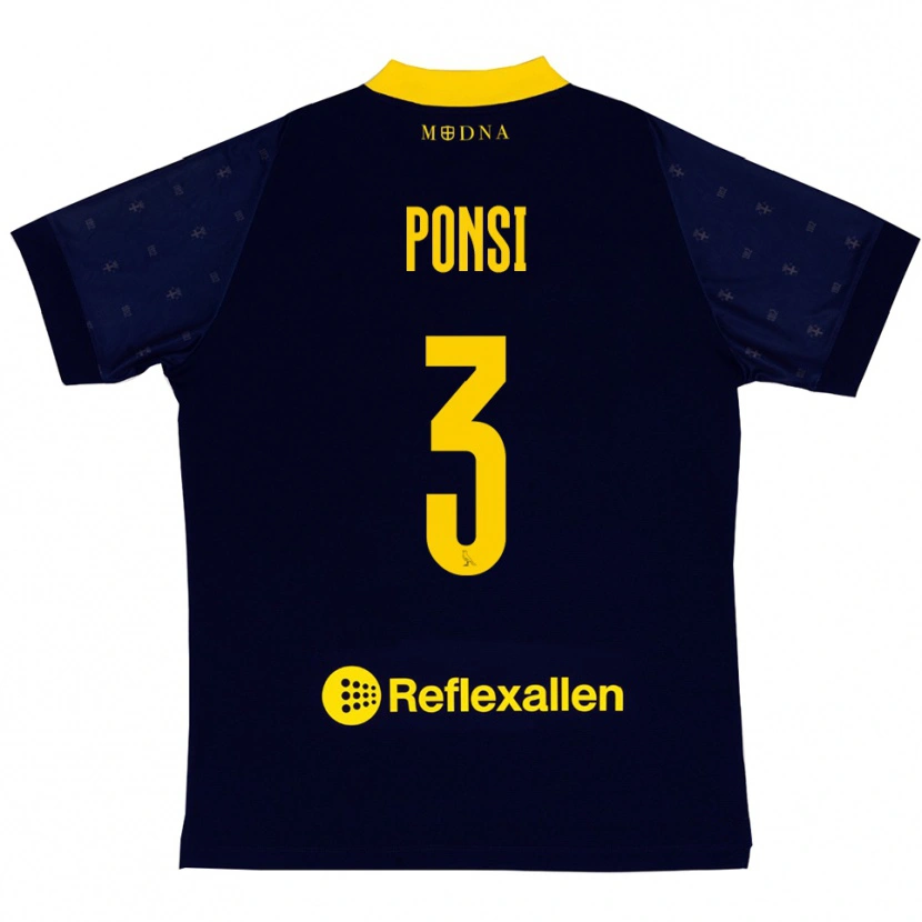 Danxen Mujer Camiseta Fabio Ponsi #3 Marino Amarillo 2ª Equipación 2025/26 La Camisa