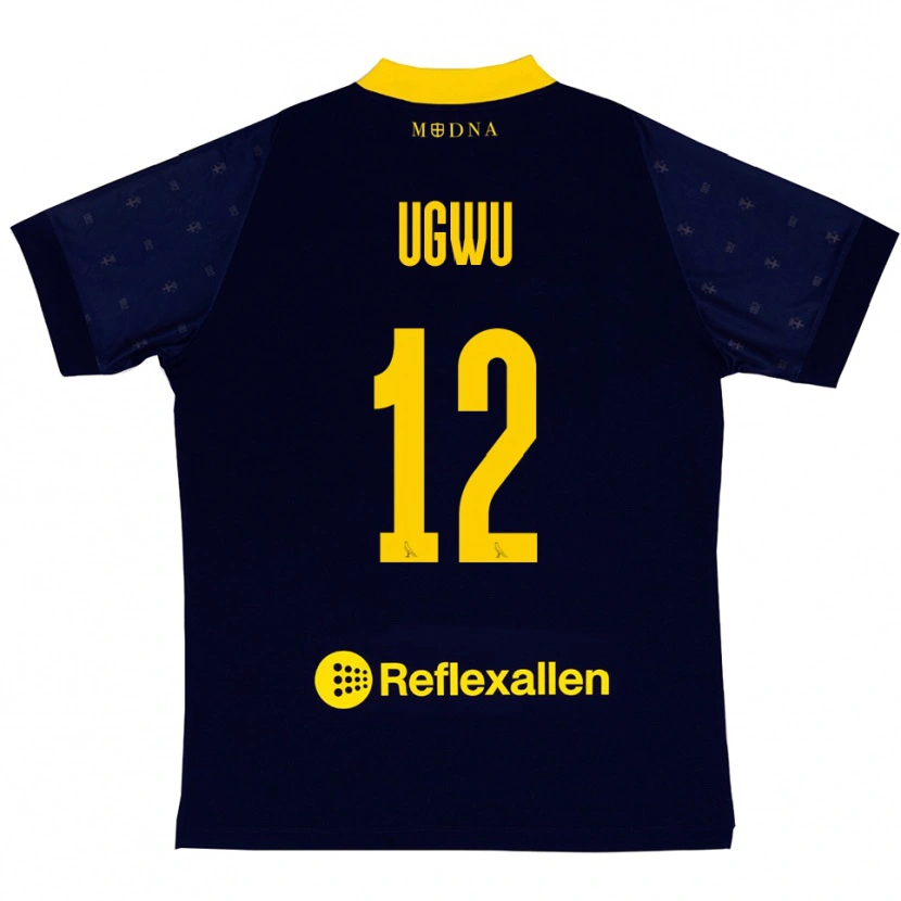 Danxen Mujer Camiseta Ferdinand Ugwu #12 Marino Amarillo 2ª Equipación 2025/26 La Camisa