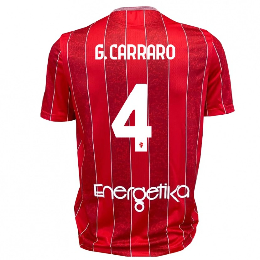 Danxen Mujer Camiseta Giulio Carraro #4 Rojo Blanco 2ª Equipación 2025/26 La Camisa