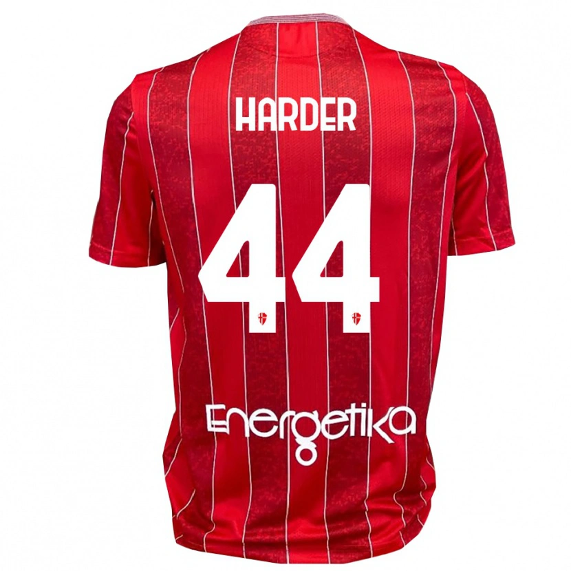 Danxen Mujer Camiseta Jonas Harder #44 Rojo Blanco 2ª Equipación 2025/26 La Camisa