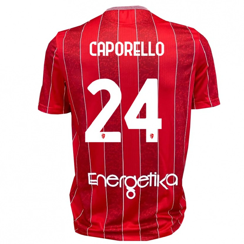 Danxen Mujer Camiseta Edoardo Caporello #24 Rojo Blanco 2ª Equipación 2025/26 La Camisa