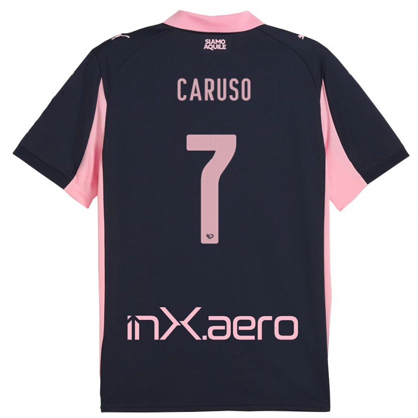 Danxen Mujer Camiseta Edoardo Caruso #7 Marino Rosa 2ª Equipación 2025/26 La Camisa