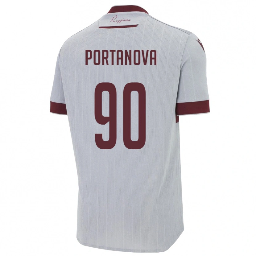 Danxen Mujer Camiseta Manolo Portanova #90 Borgoña Blanco 2ª Equipación 2025/26 La Camisa