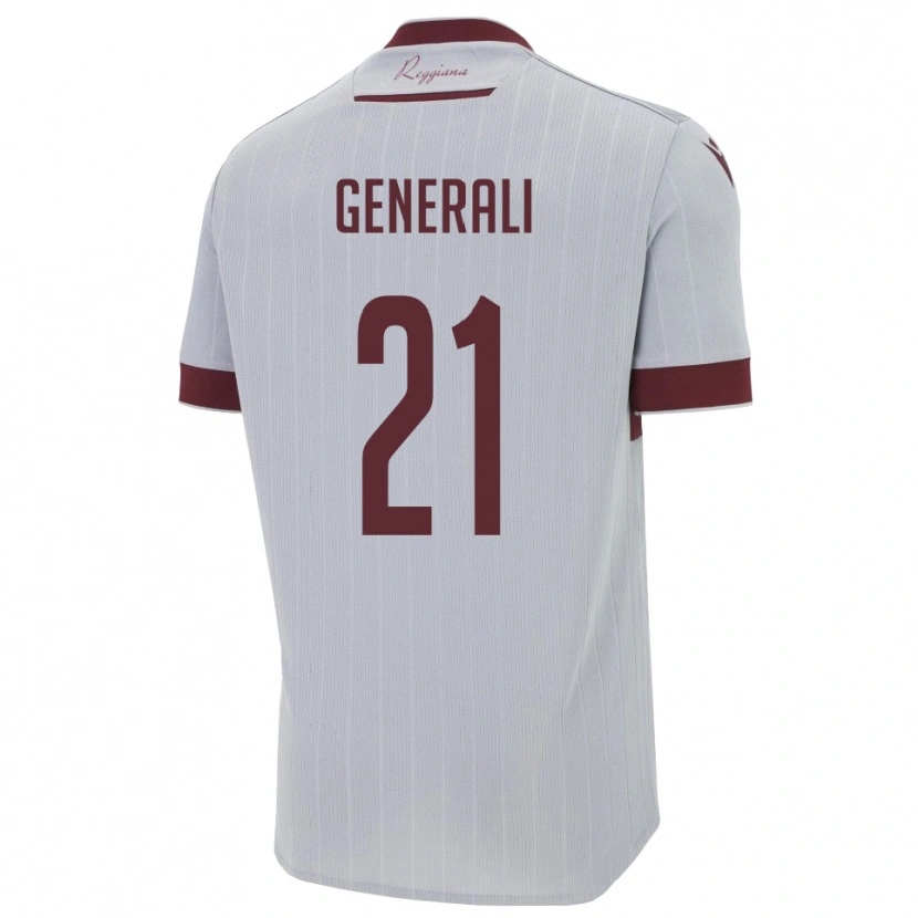 Danxen Mujer Camiseta Mattia Generali #21 Borgoña Blanco 2ª Equipación 2025/26 La Camisa