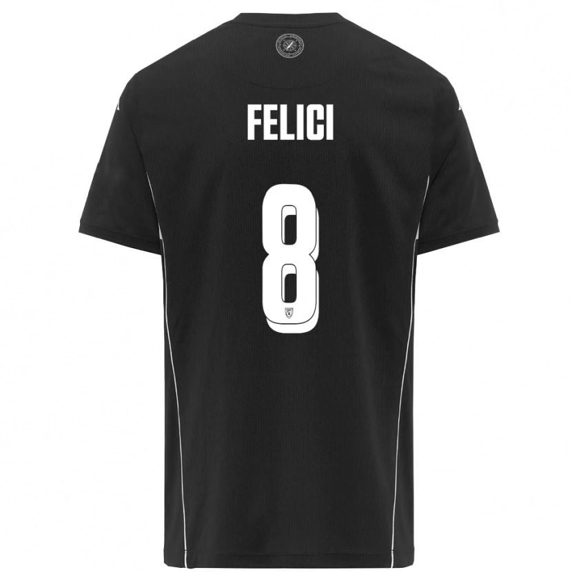 Danxen Mujer Camiseta Giuseppe Felici #8 Negro Blanco 2ª Equipación 2025/26 La Camisa