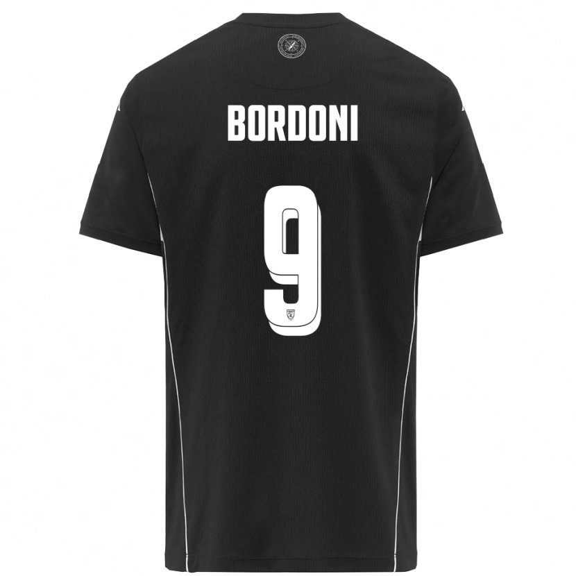 Danxen Mujer Camiseta Cristian Bordoni #9 Negro Blanco 2ª Equipación 2025/26 La Camisa
