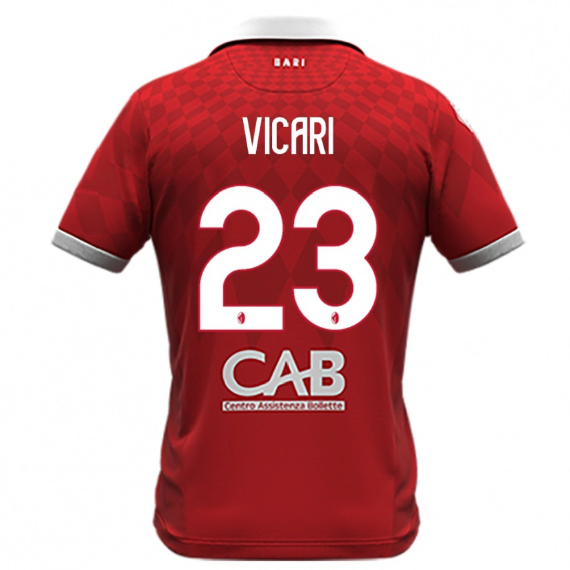 Danxen Mujer Camiseta Francesco Vicari #23 Rojo Blanco 2ª Equipación 2025/26 La Camisa