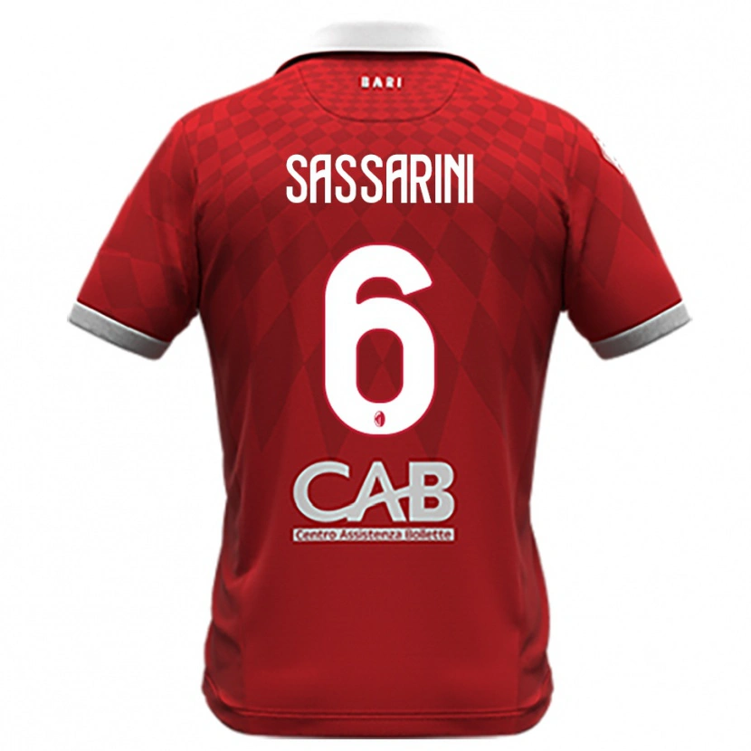 Danxen Mujer Camiseta Luca Sassarini #6 Rojo Blanco 2ª Equipación 2025/26 La Camisa