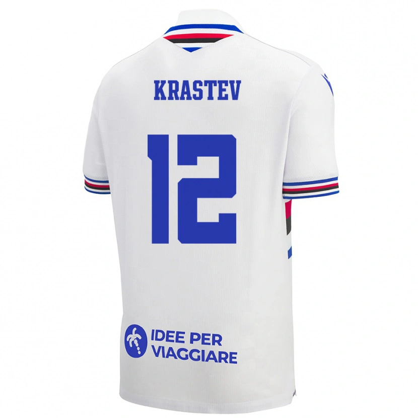 Danxen Mujer Camiseta Andrey Krastev #12 Blanco Azul Rojo 2ª Equipación 2025/26 La Camisa