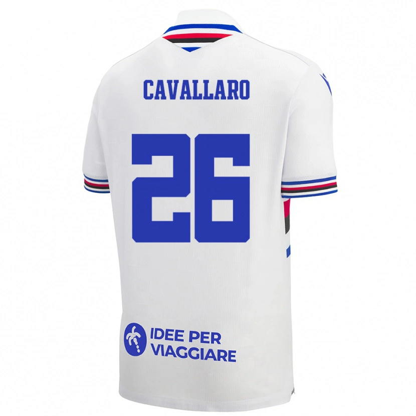 Danxen Mujer Camiseta Michele Cavallaro #26 Blanco Azul Rojo 2ª Equipación 2025/26 La Camisa