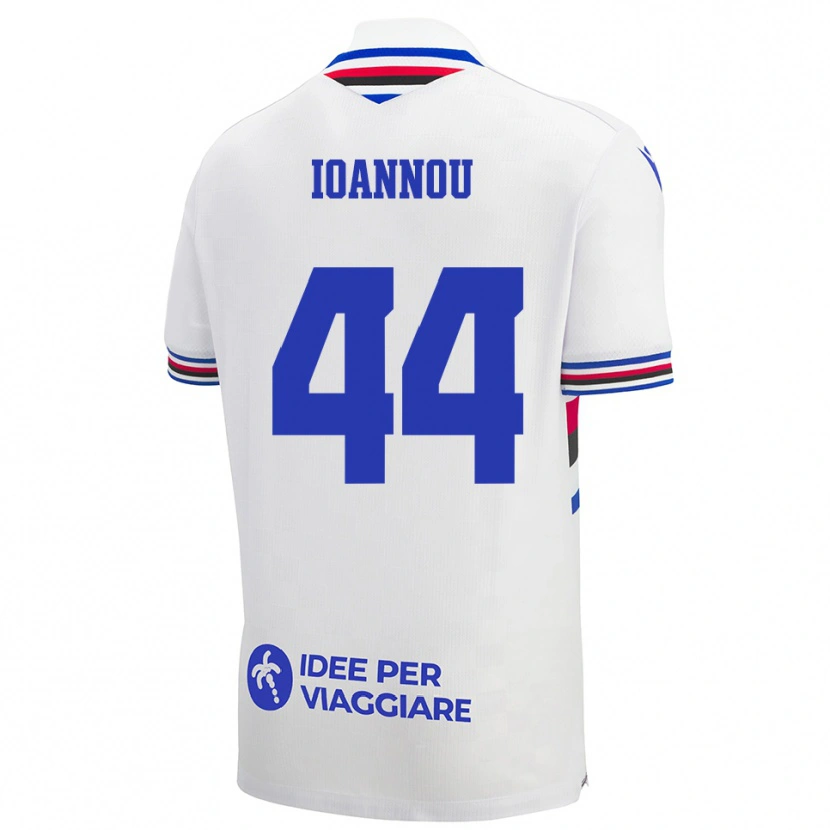 Danxen Mujer Camiseta Nikolas Ioannou #44 Blanco Azul Rojo 2ª Equipación 2025/26 La Camisa