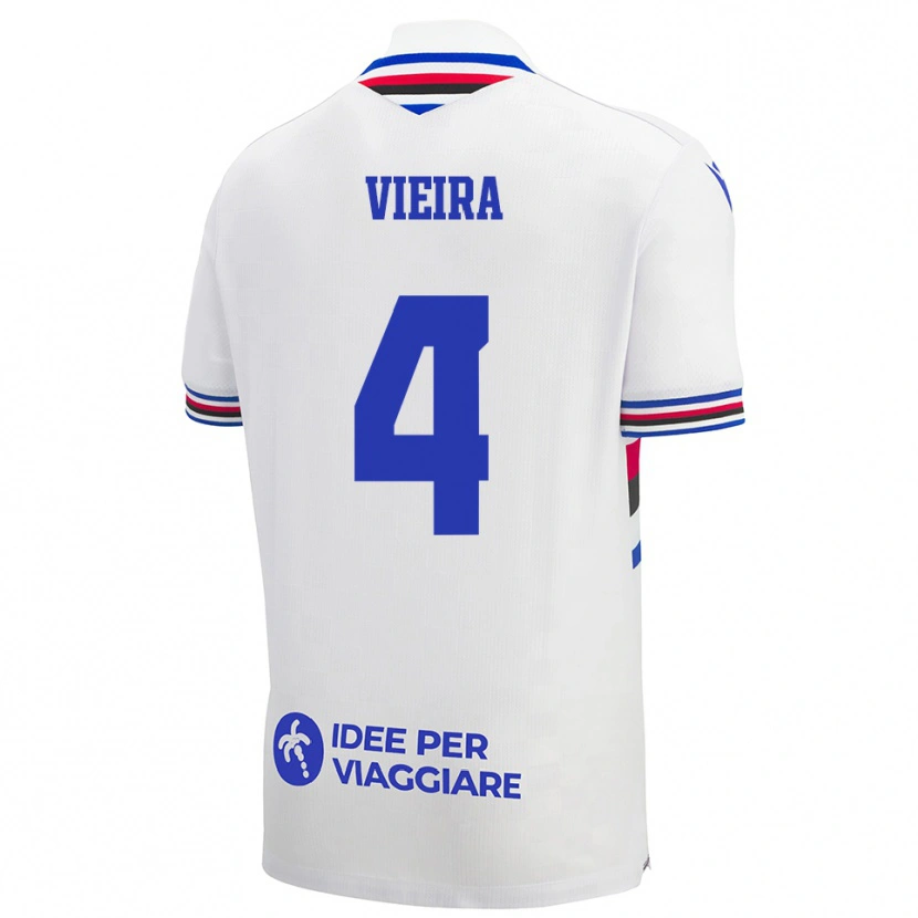 Danxen Mujer Camiseta Ronaldo Vieira #4 Blanco Azul Rojo 2ª Equipación 2025/26 La Camisa