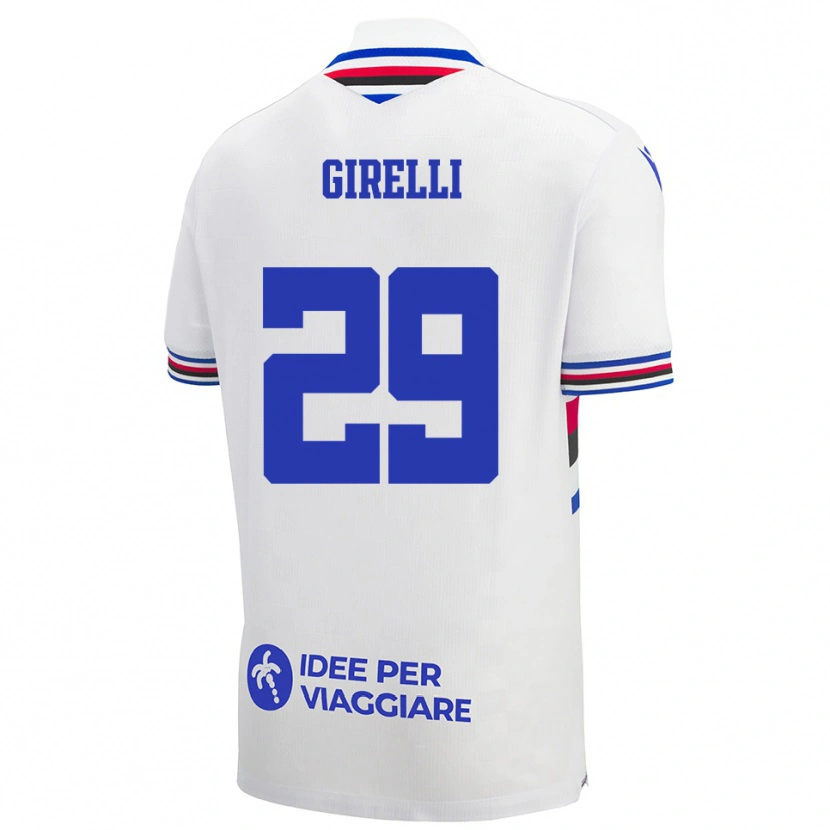 Danxen Mujer Camiseta Stefano Girelli #29 Blanco Azul Rojo 2ª Equipación 2025/26 La Camisa