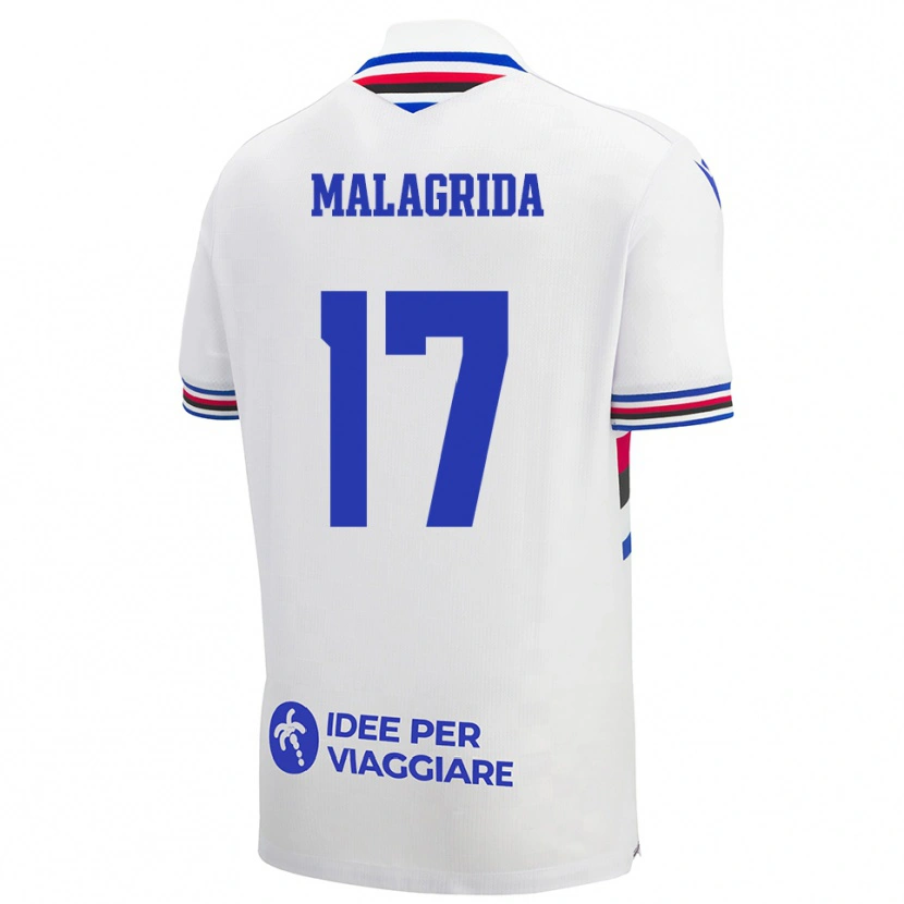 Danxen Mujer Camiseta Lorenzo Malagrida #17 Blanco Azul Rojo 2ª Equipación 2025/26 La Camisa