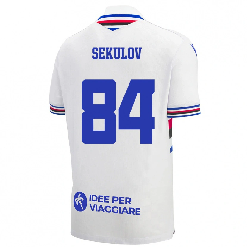 Danxen Mujer Camiseta Nikola Sekulov #84 Blanco Azul Rojo 2ª Equipación 2025/26 La Camisa