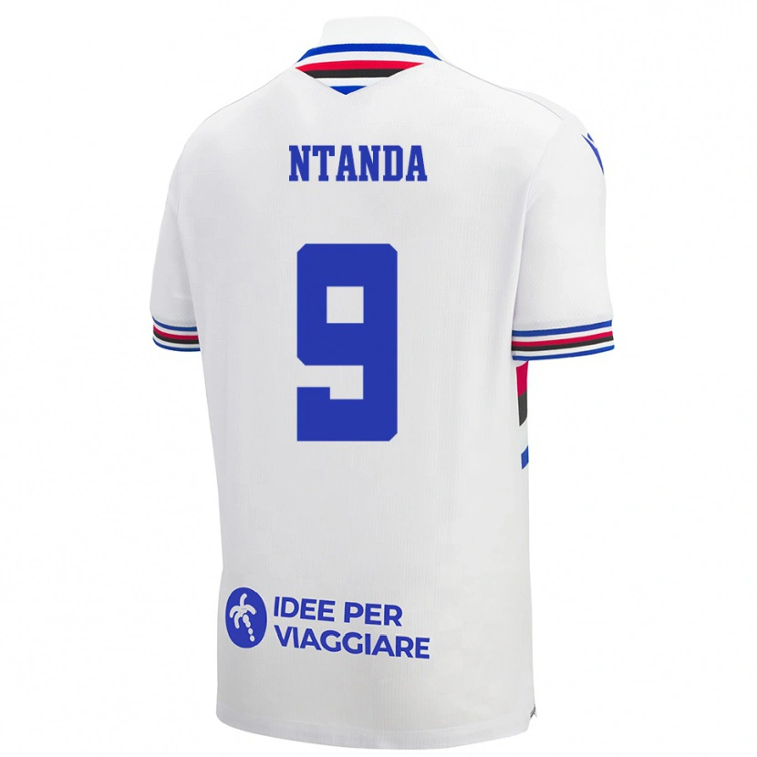 Danxen Mujer Camiseta Samuel Ntanda #9 Blanco Azul Rojo 2ª Equipación 2025/26 La Camisa