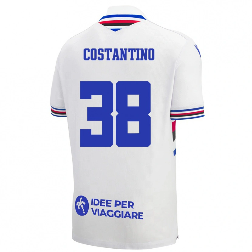 Danxen Mujer Camiseta Lorenzo Costantino #38 Blanco Azul Rojo 2ª Equipación 2025/26 La Camisa